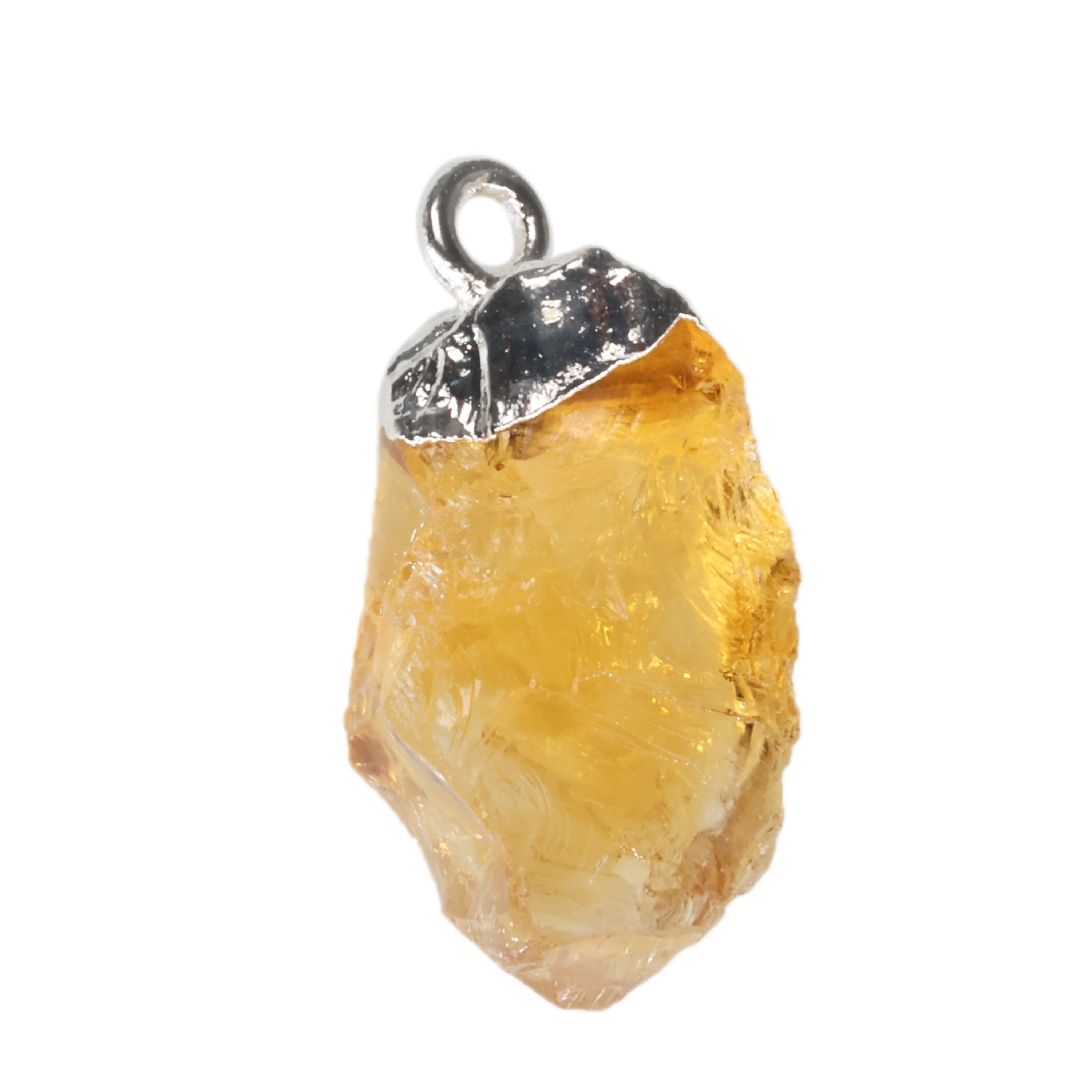 Rough Gemstone Necklace Pendant, 12X8mm Gold Plated Organic Free Form Necklace, Electroplated Birthstone Charm Jewelry - Meena Design