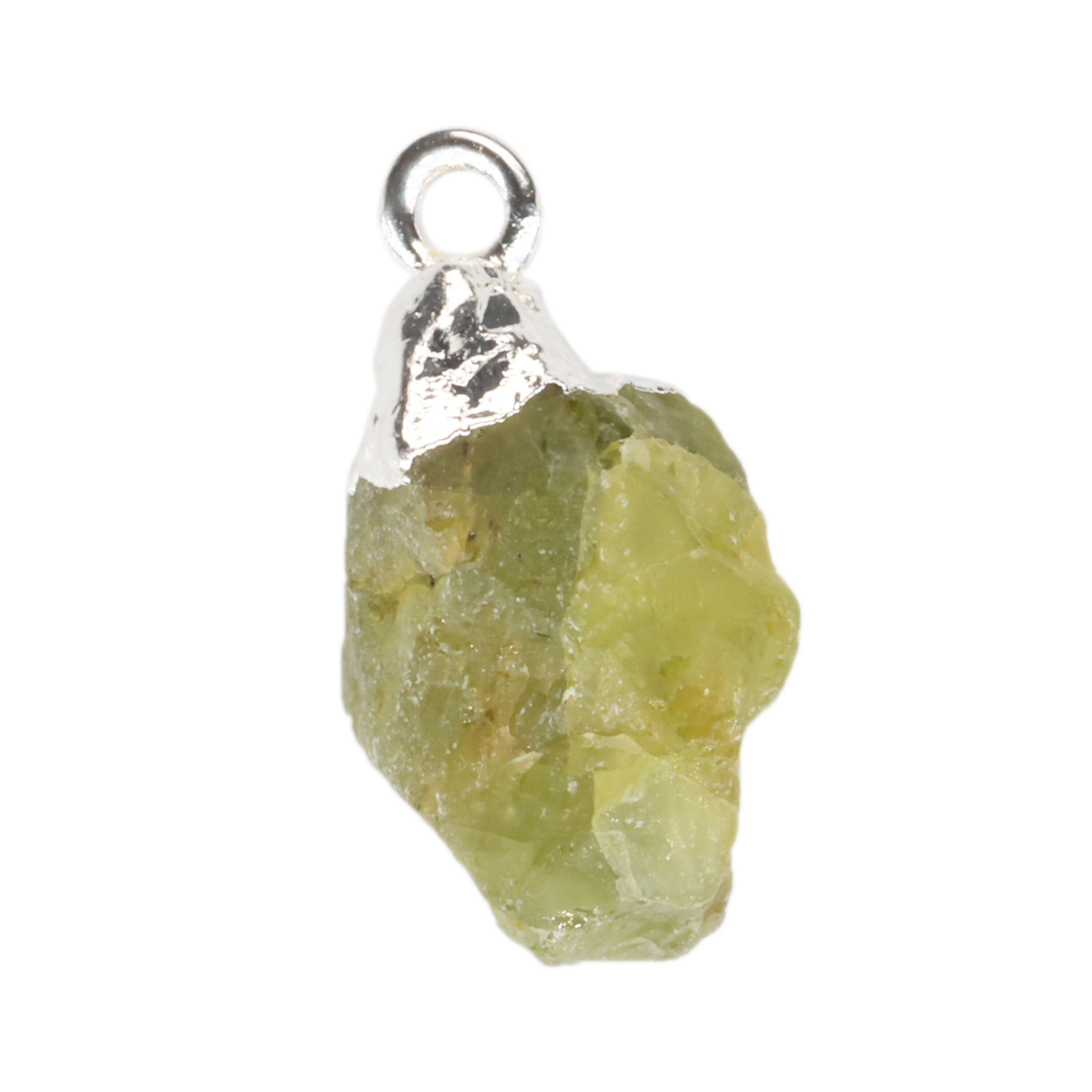 Rough Gemstone Necklace Pendant, 12X8mm Gold Plated Organic Free Form Necklace, Electroplated Birthstone Charm Jewelry - Meena Design