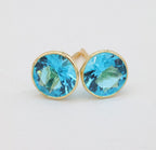 Round Color Gemstone Studs - Meena Design