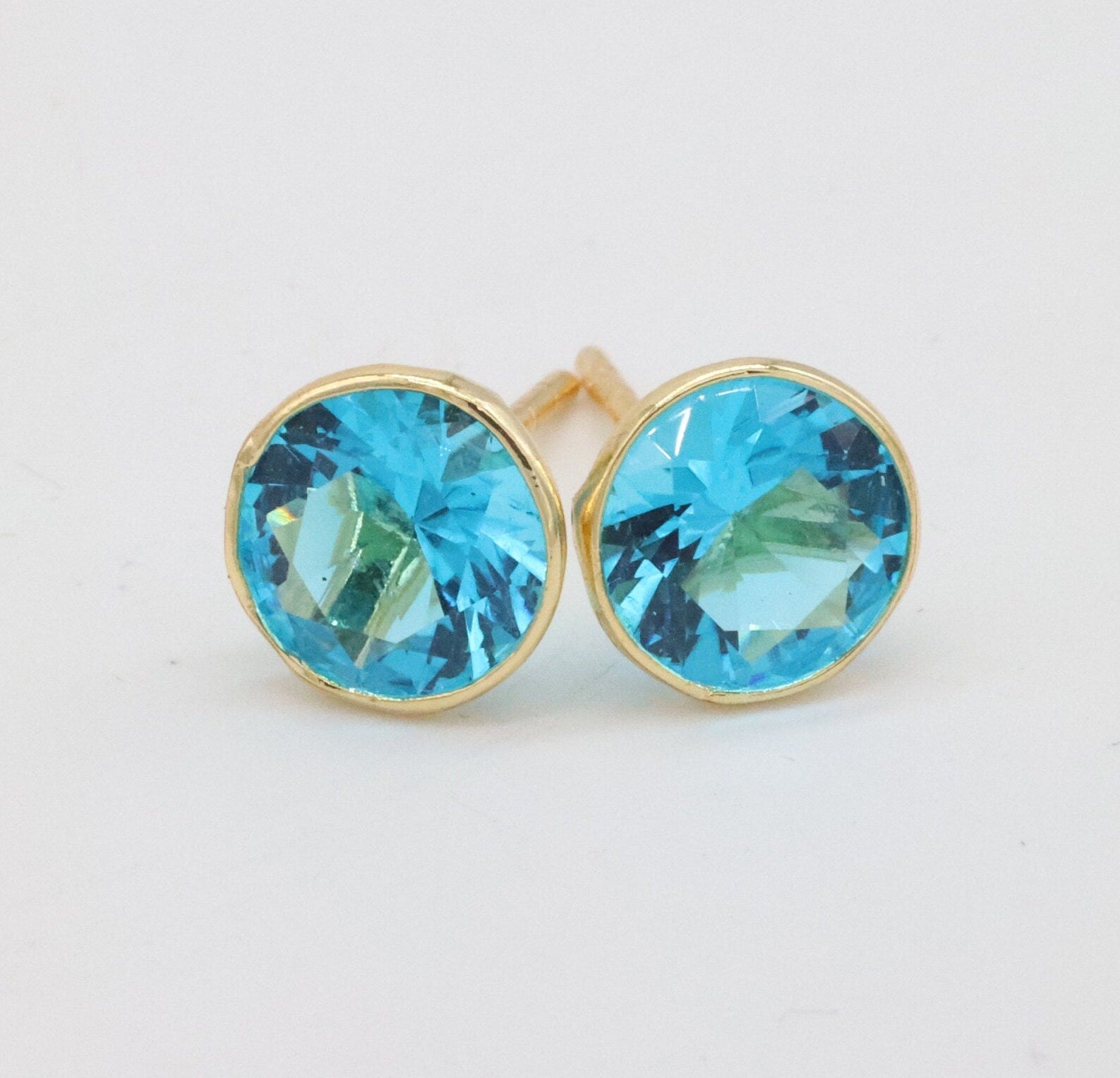 Round Color Gemstone Studs - Meena Design