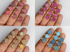 Round Cut Druzy Gemstone Connector, All Sizes, Necklace Pendant, Gold Electroplated Single & Double Bail , Custom Manufacturing Available - Meena Design