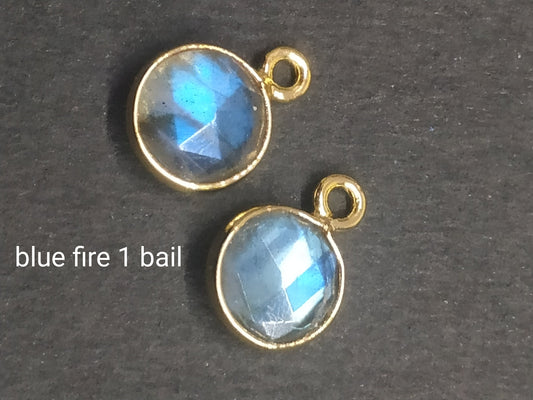 Labradorite Faceted Silver Pendant 7mm Round, Nickel & Lead-Free