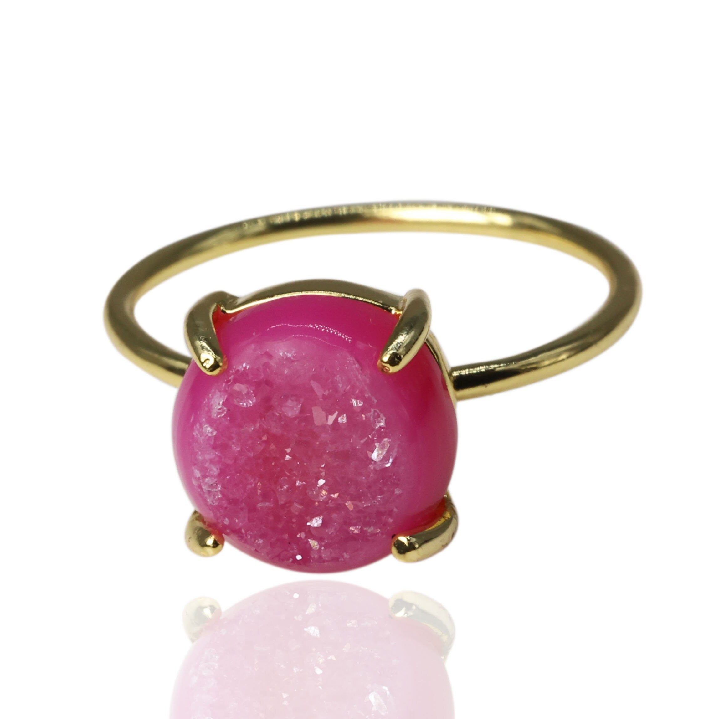 Silver 925 Window Druzy Ring Natural, Gemstones Stacking Stackable Ring Gift For Her, Gifts For Women - Meena Design