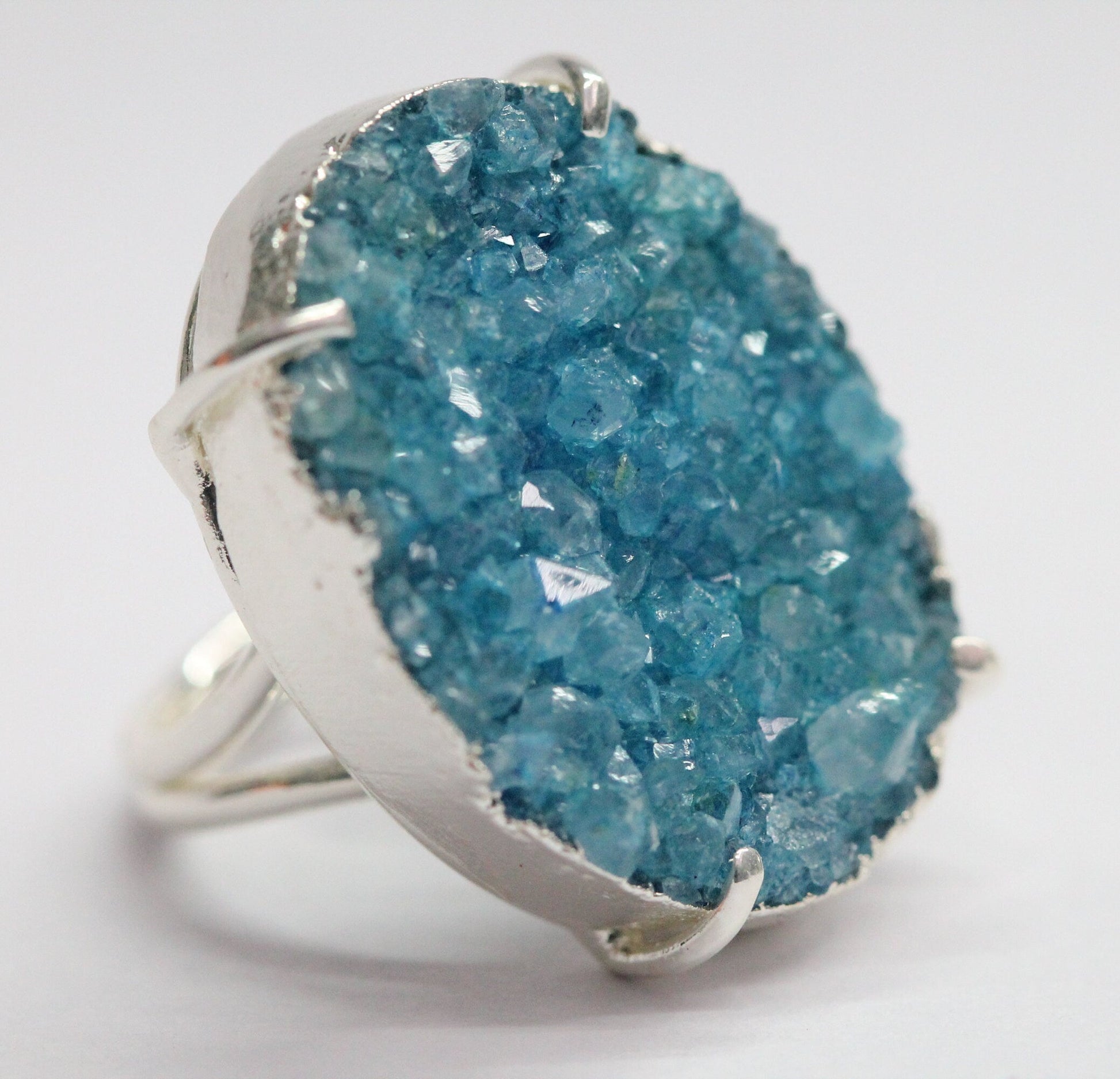 Silver Druzy Ring , Ajustable Druzy Rings, Statement Rings, Gifts For Her, Gifts For Her, Crystals Ring - Meena Design