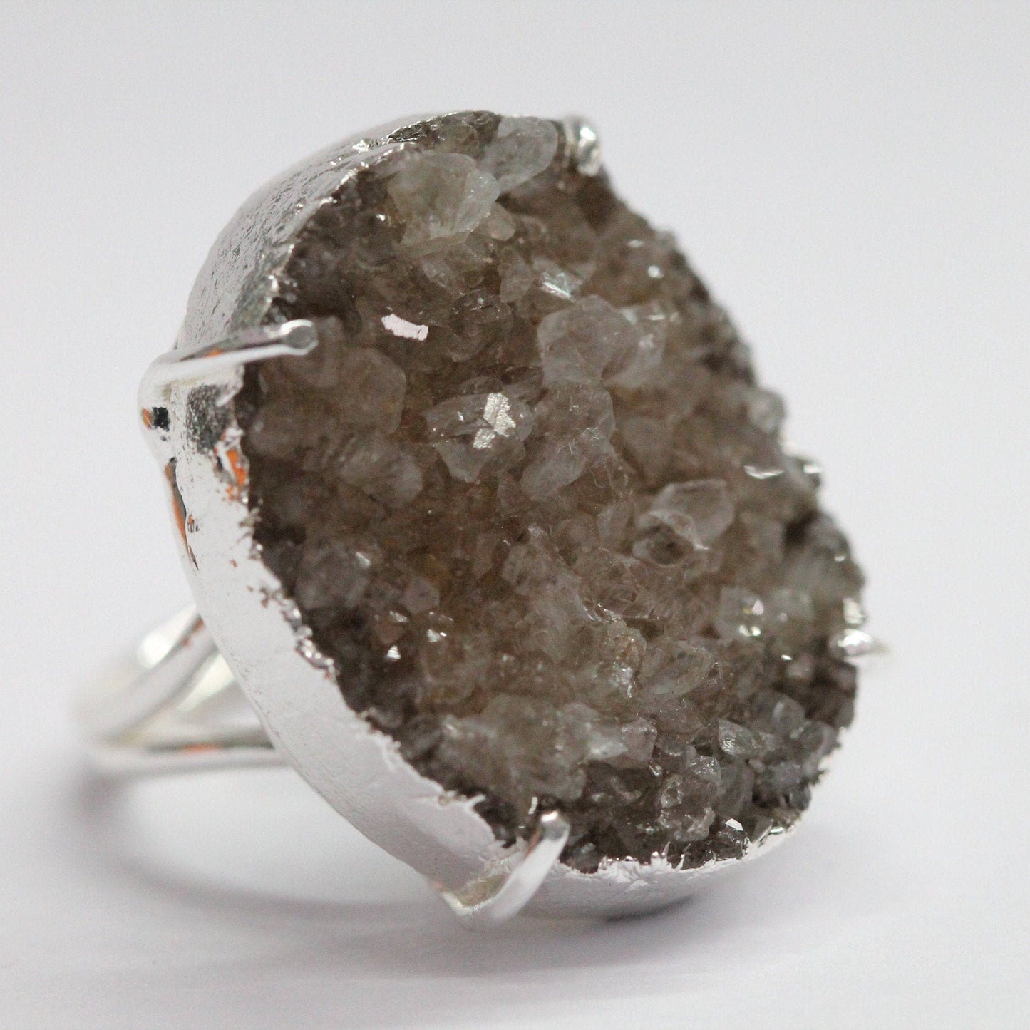 Silver Druzy Ring , Ajustable Druzy Rings, Statement Rings, Gifts For Her, Gifts For Her, Crystals Ring - Meena Design