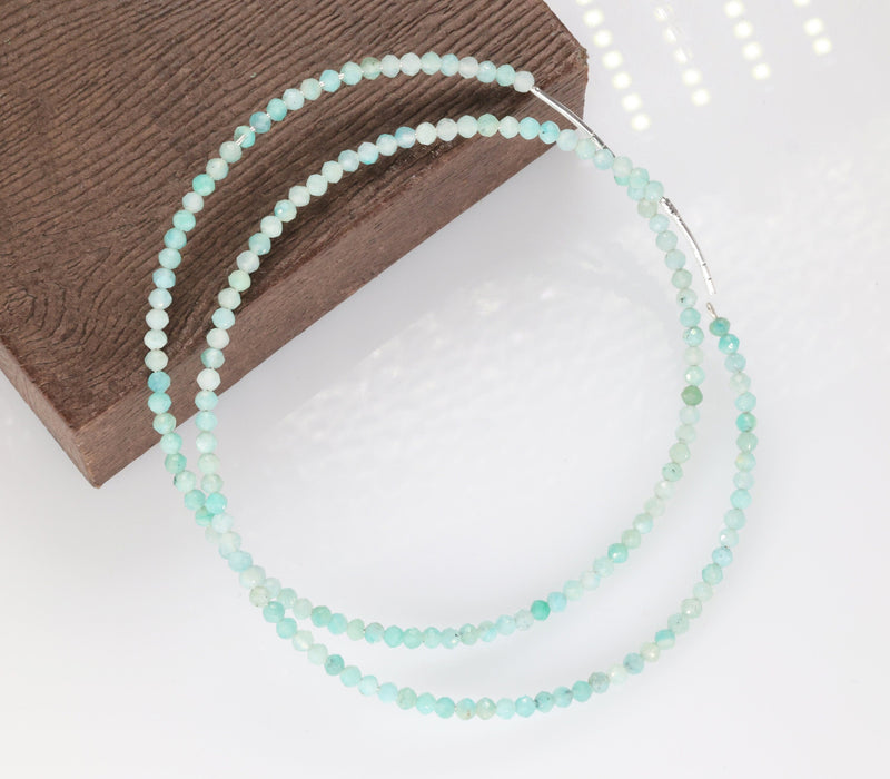Silver Hoop Earring, Micro Faceted Natural Beads, beads earring, beads jewellery, handmade jewellery - Meena Design
