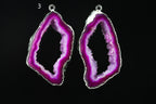 Silver Natural Agate Geode Slice Pairs Edged For Earrings - Meena Design