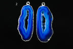 Silver Natural Agate Geode Slice Pairs Edged For Earrings - Meena Design
