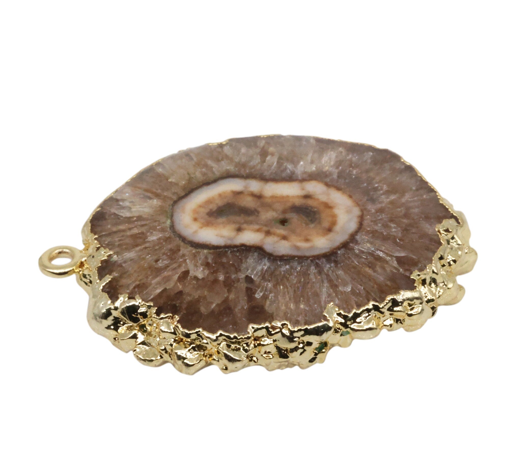 Solar Quartz Connector , Stalactite Slice - Meena Design