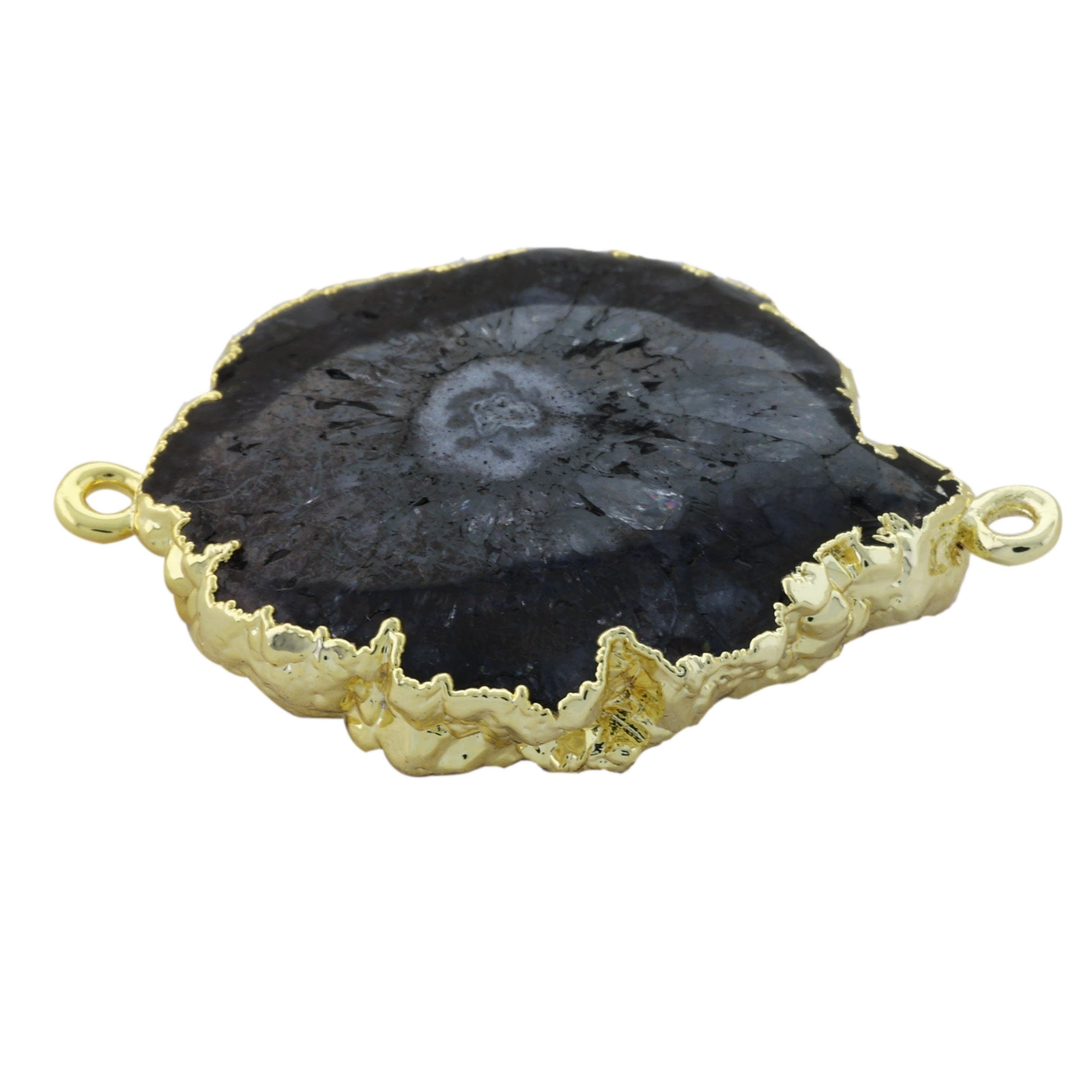 Solar Quartz, Gold Solar Quartz Pendant, Silver Solar Quartz Connector, Solarquartz, Stalactite, Natural Gemstones, DIY, Connector, 25-30 MM - Meena Design