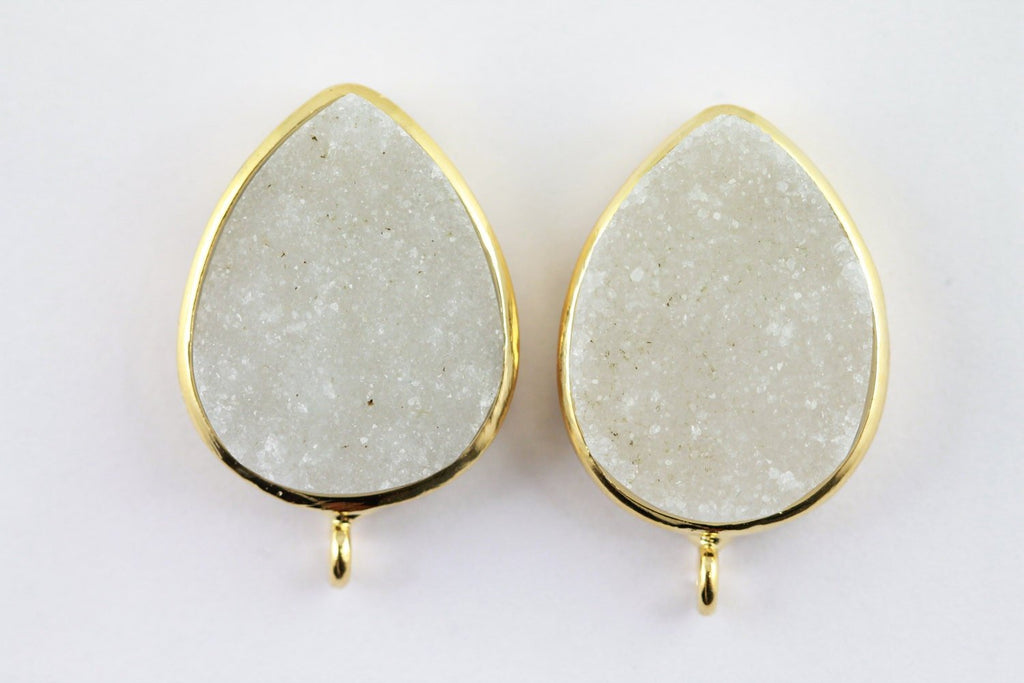 Studs Earrings Earpost Natural Druzy Pear ,15*20 MM - Meena Design