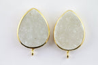 Studs Earrings Earpost Natural Druzy Pear ,15*20 MM - Meena Design
