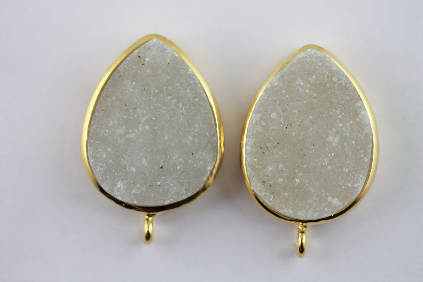 Studs Earrings Earpost Natural Druzy Pear ,15*20 MM - Meena Design