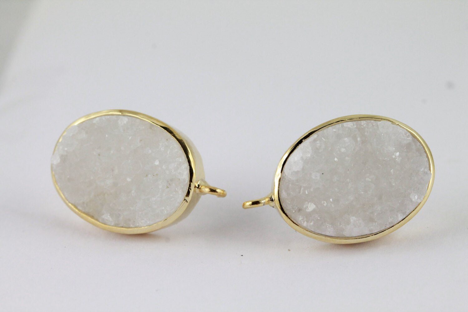 Studs Natural Druzy Oval For Earrings - Meena Design