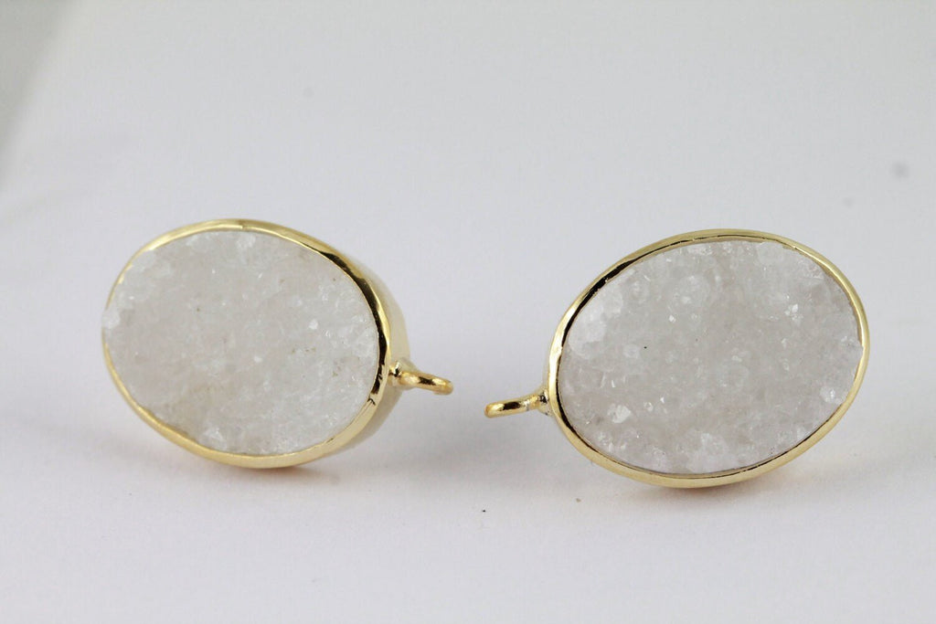 Studs Natural Druzy Oval For Earrings - Meena Design