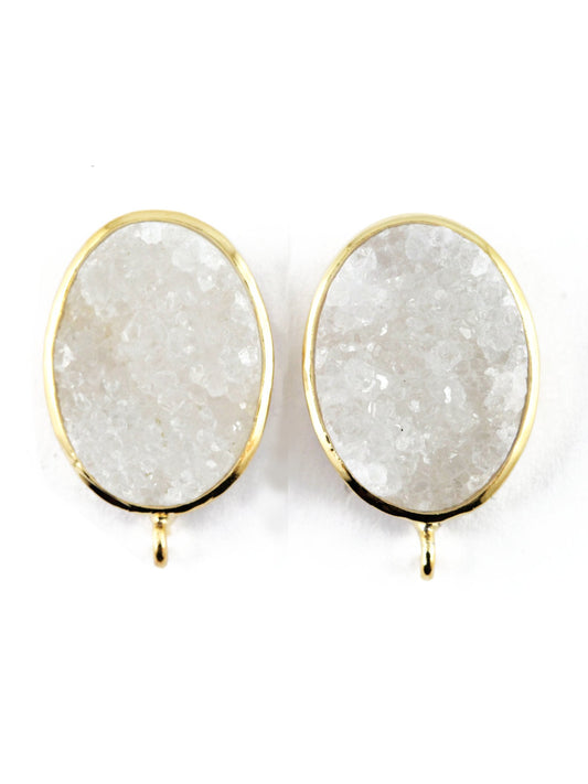 Studs Natural Druzy Oval For Earrings - Meena Design