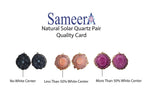 Unique Natural Solar Quartz Gemstone Earrings, White Centre with more than 50% Stone Coverage Handcrafted Beauty, Pairs, Gold Edged - Meena Design
