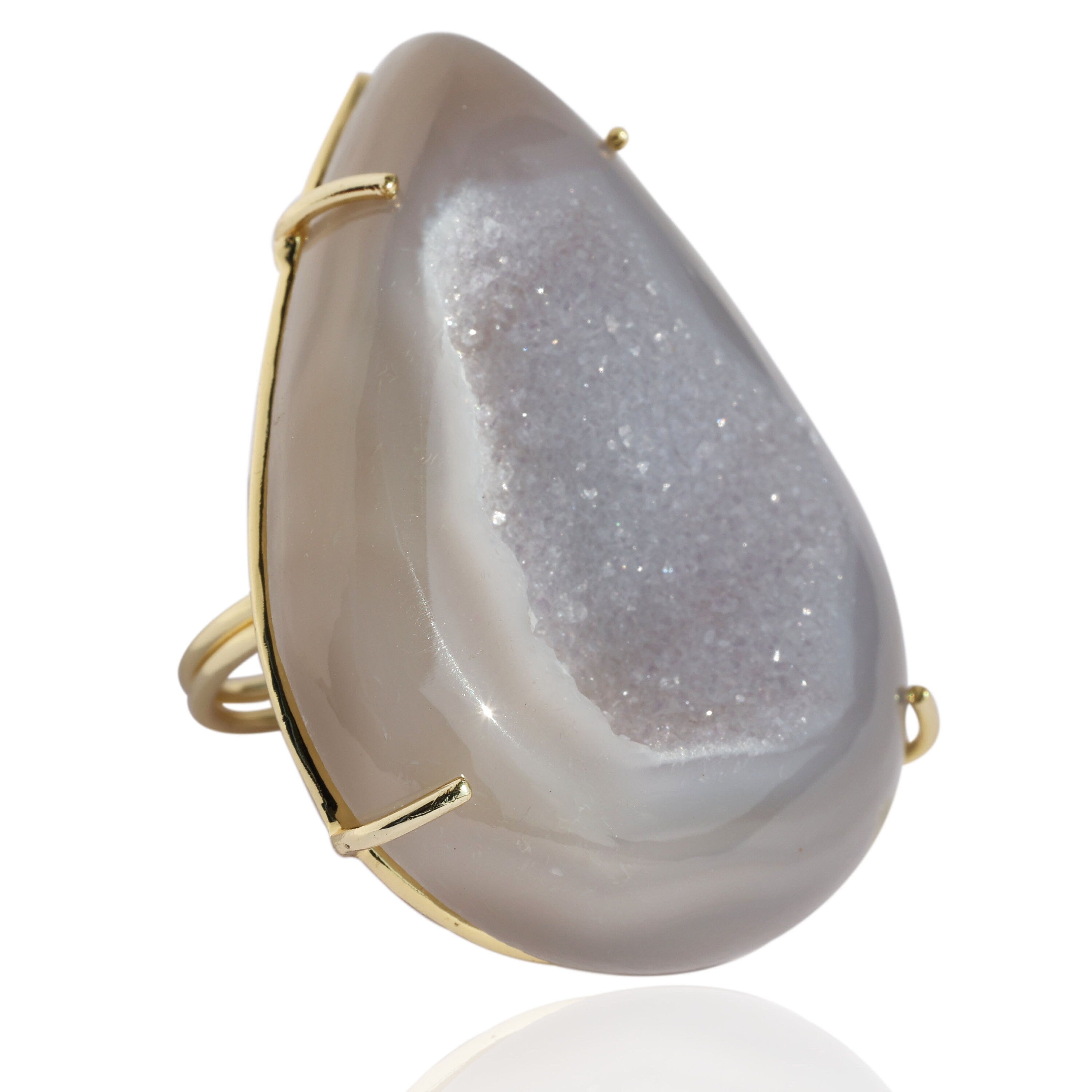 Window Druzy Free Shape Gemstone Rings - Meena Design