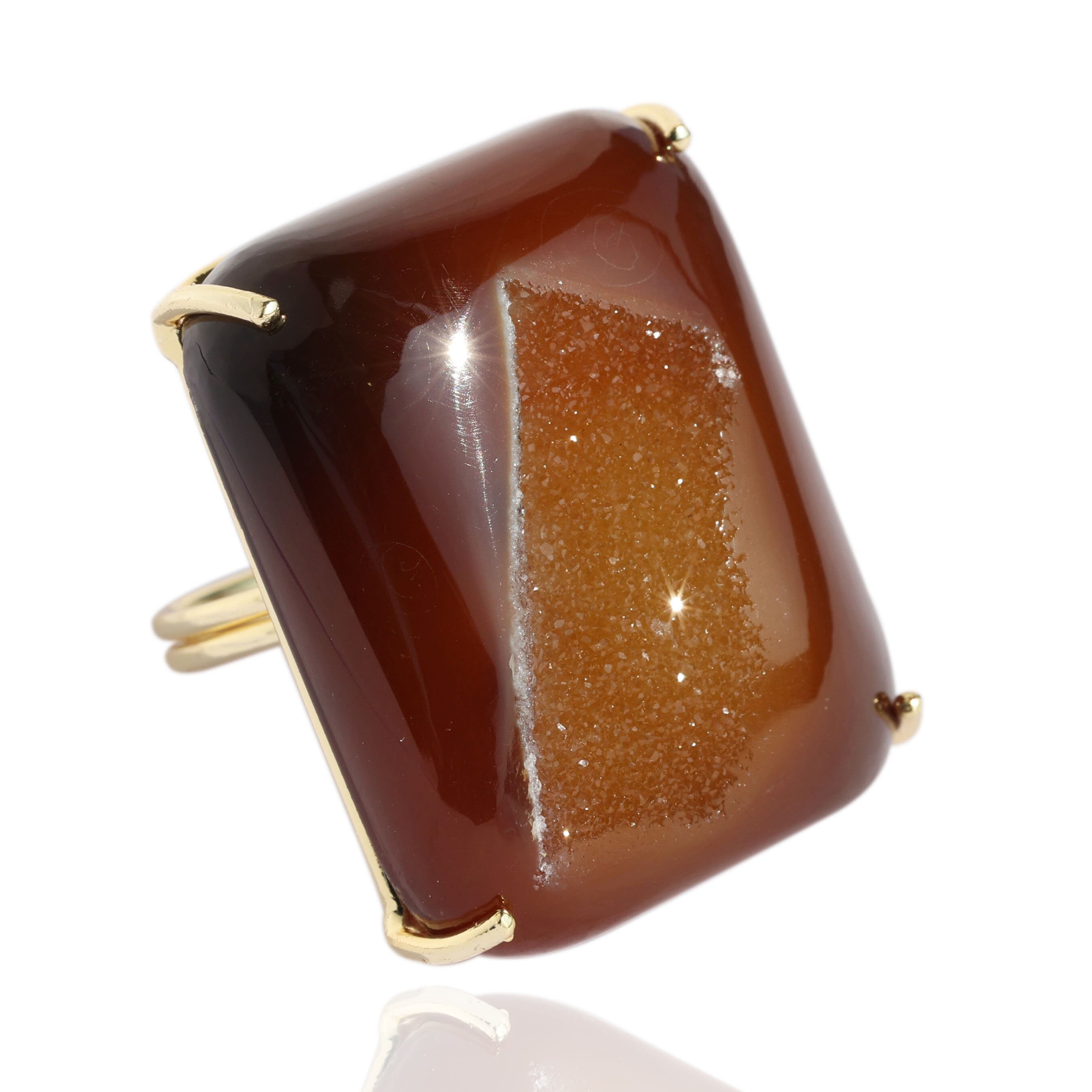 Window Druzy Free Shape Gemstone Rings - Meena Design