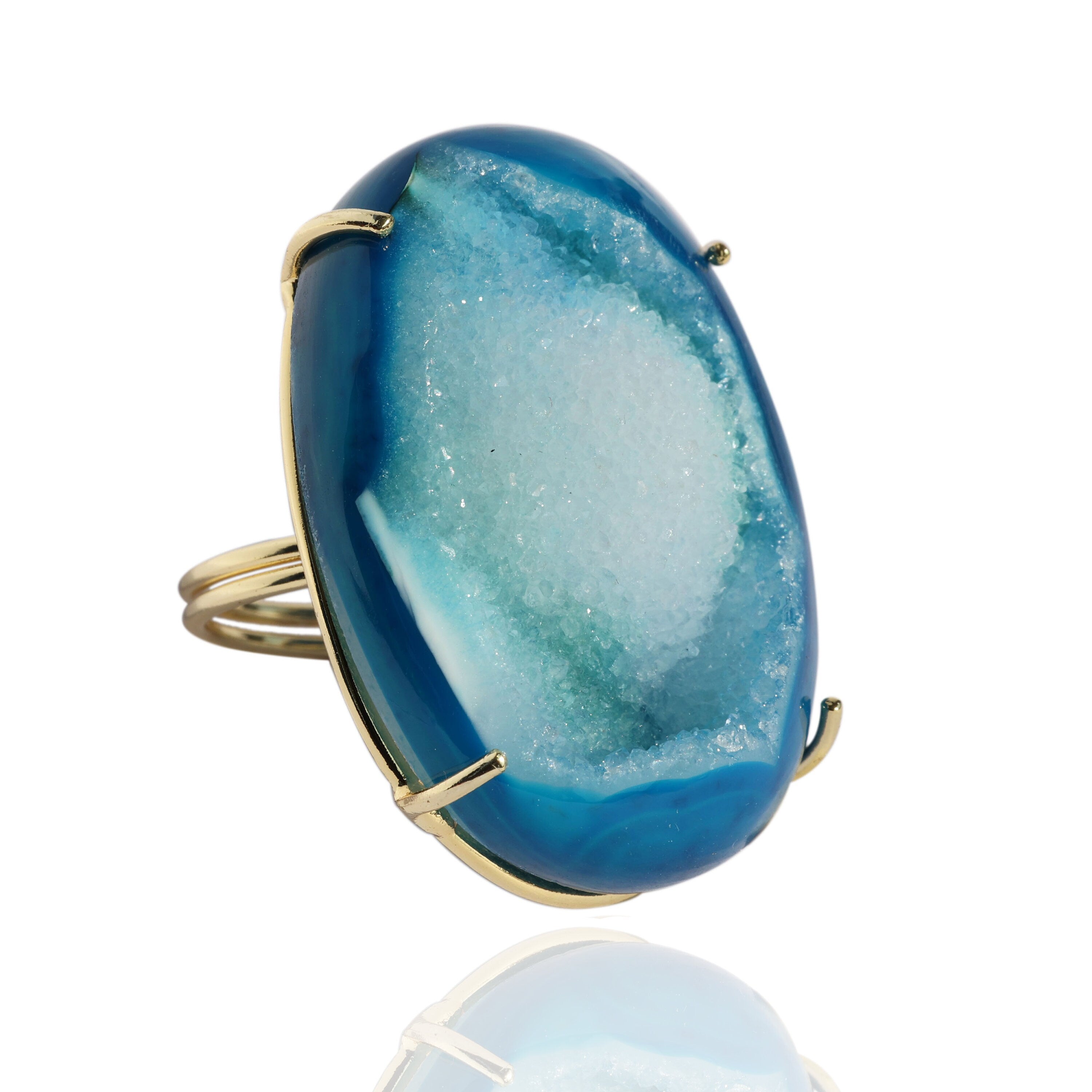 Window Druzy Free Shape Gemstone Rings - Meena Design